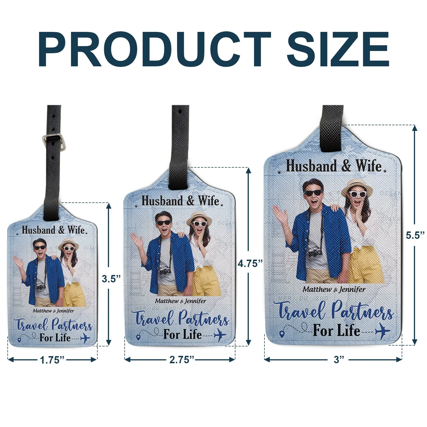 Custom Photo Husband & Wife Travel Partners For Life - Gift For Couples - Personalized Luggage Tag - Image 6
