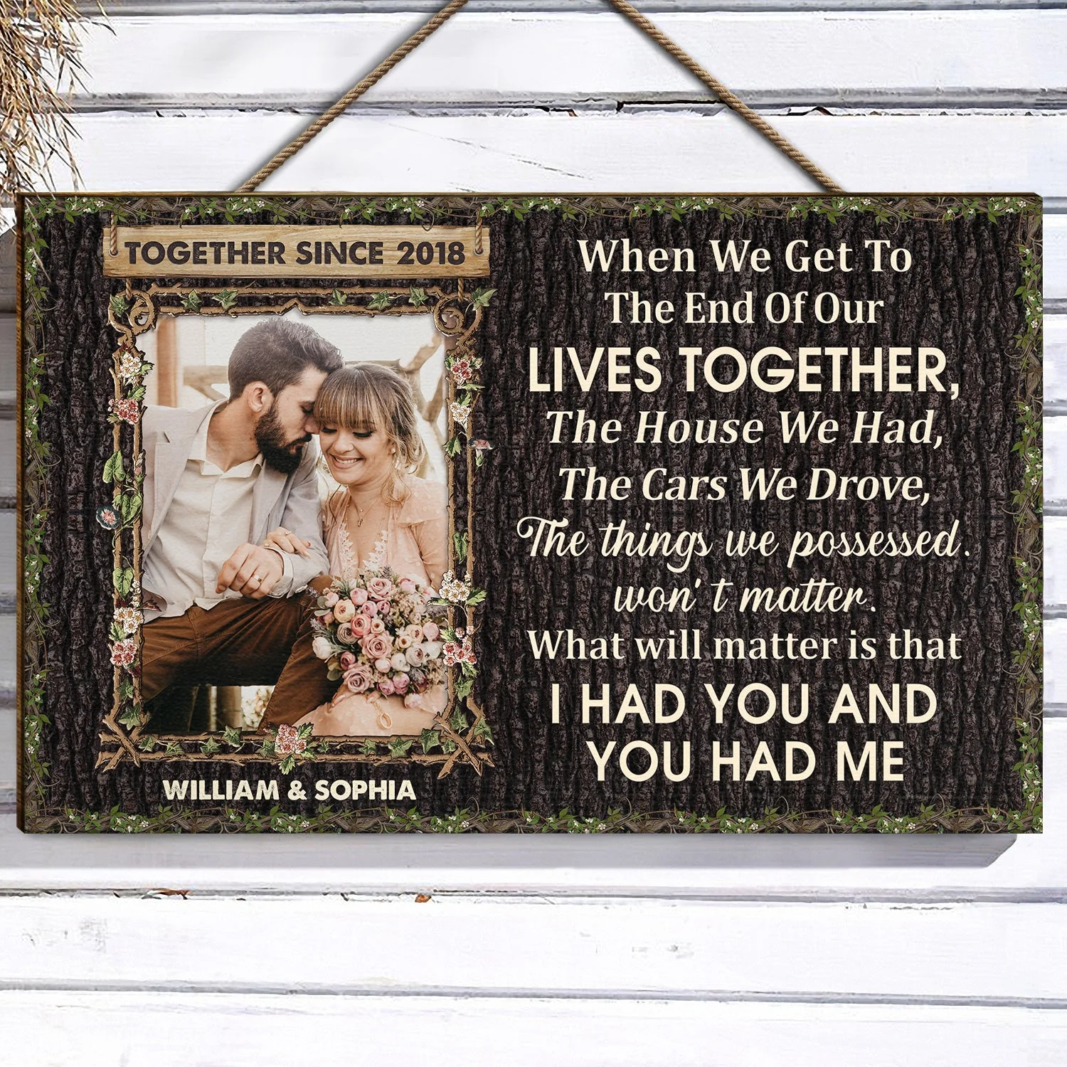 Custom Photo Husband Wife When We Get To The End Of Our Lives - Anniversary, Valentine Gift For Couples - Personalized Custom Wood Rectangle Sign - Image 3