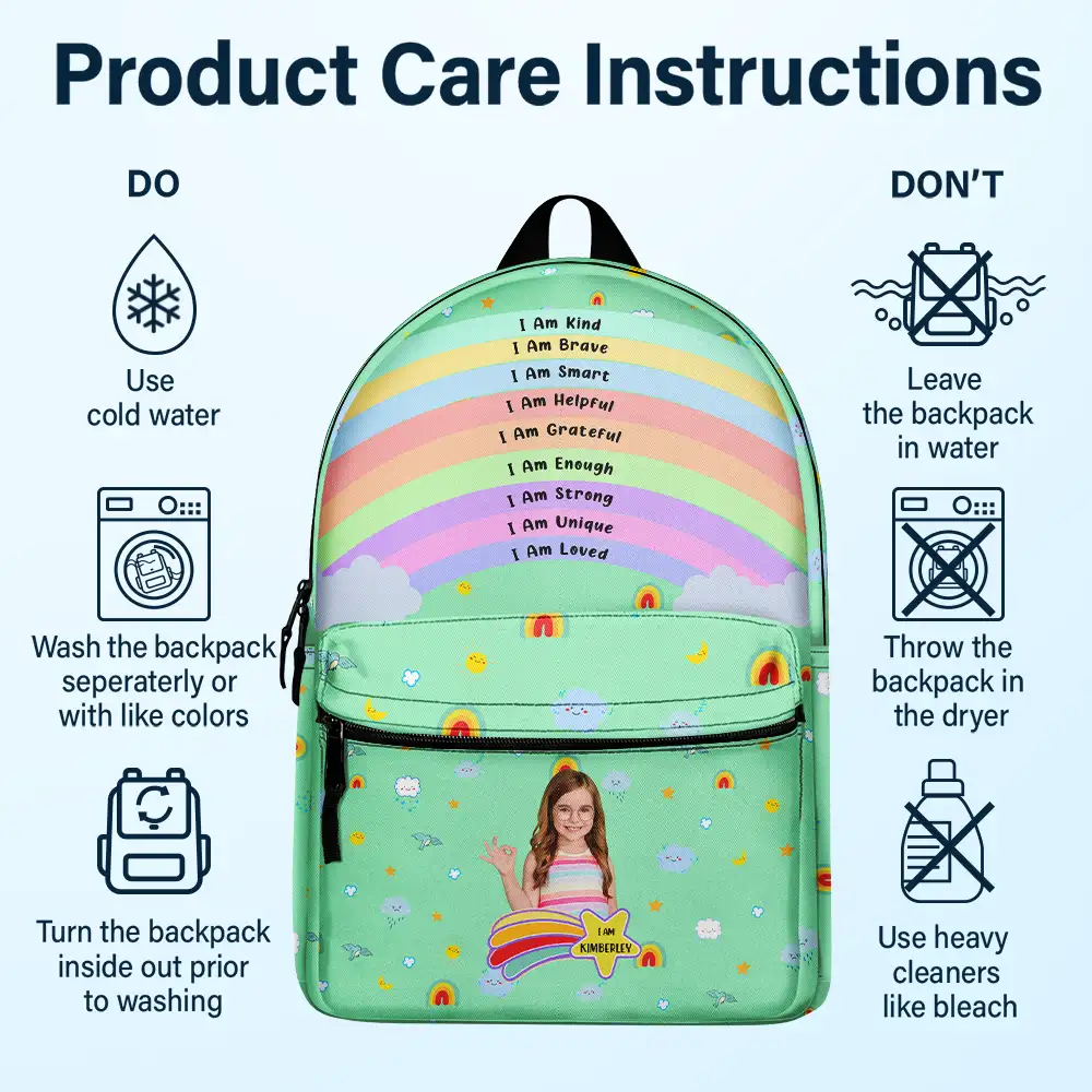 Custom Photo I Am Affirmations - Personalized Canvas Backpack - Image 7