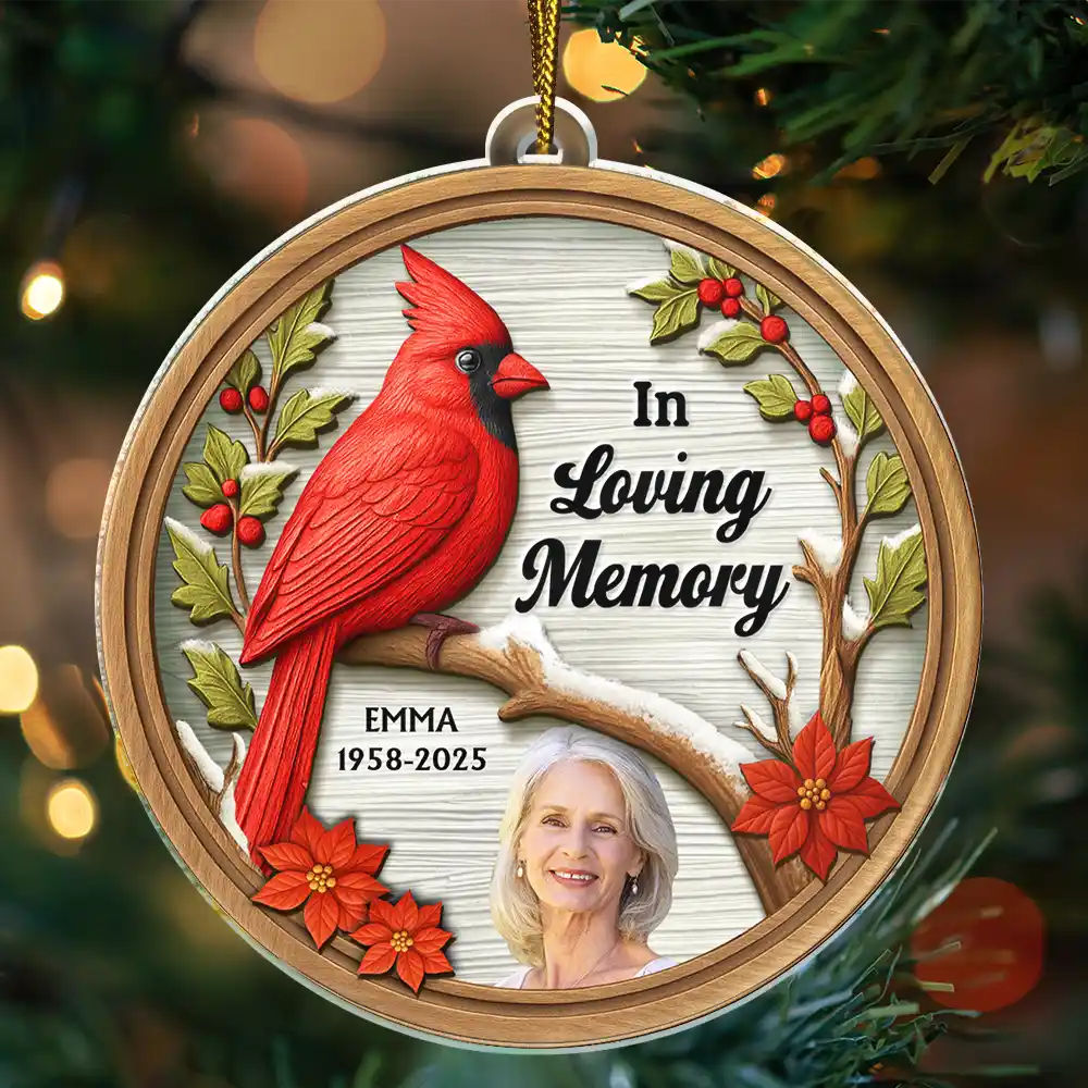 Custom Photo I Am Always With You 3D Effect Cardinal Bird - Personalized Custom Shaped Acrylic Ornament - Image 4