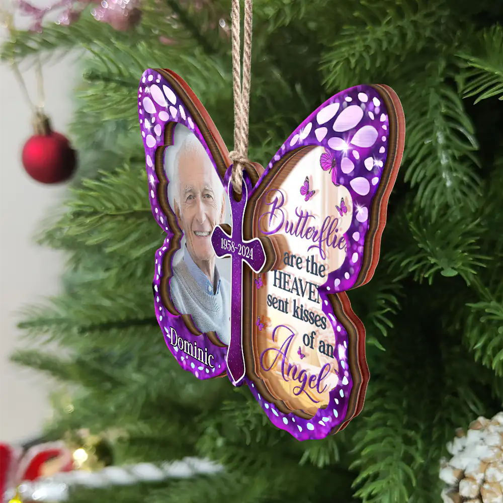 Custom Photo I Am Always With You Butterfly - Personalized Mirror Ornament - Image 2
