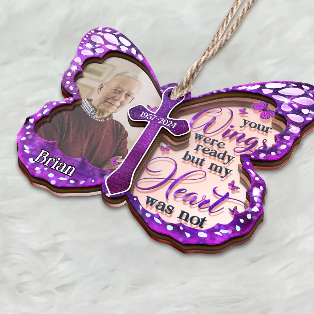 Custom Photo I Am Always With You Butterfly - Personalized Mirror Ornament - Image 3