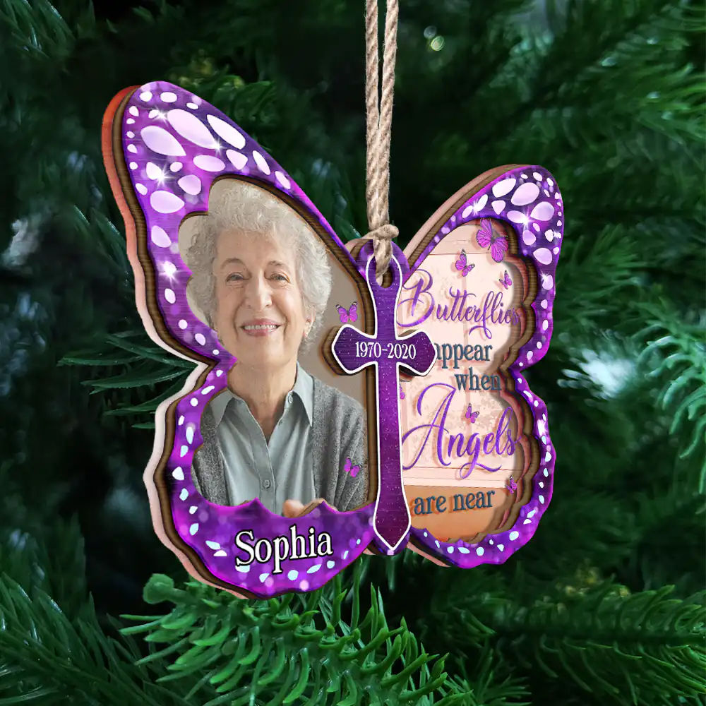 Custom Photo I Am Always With You Butterfly - Personalized Mirror Ornament - Image 4