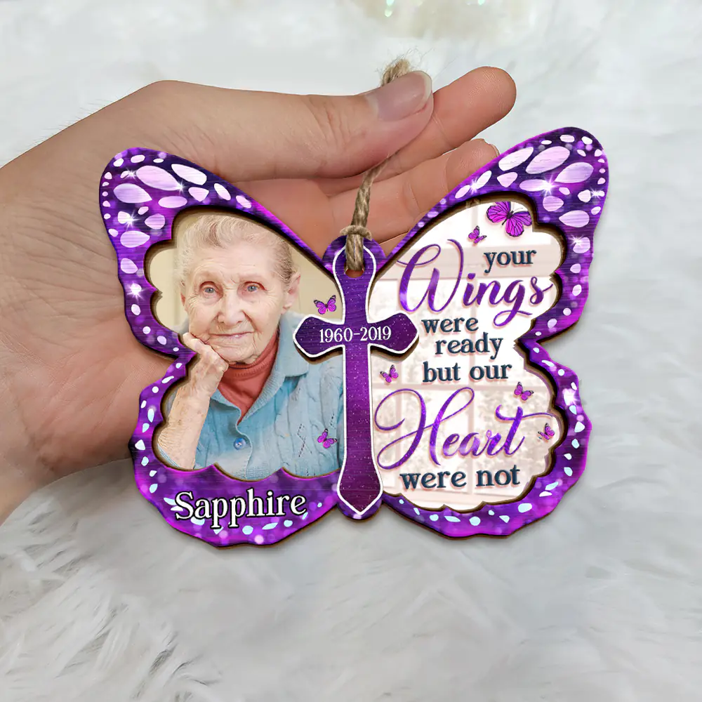 Custom Photo I Am Always With You Butterfly - Personalized Mirror Ornament - Image 5