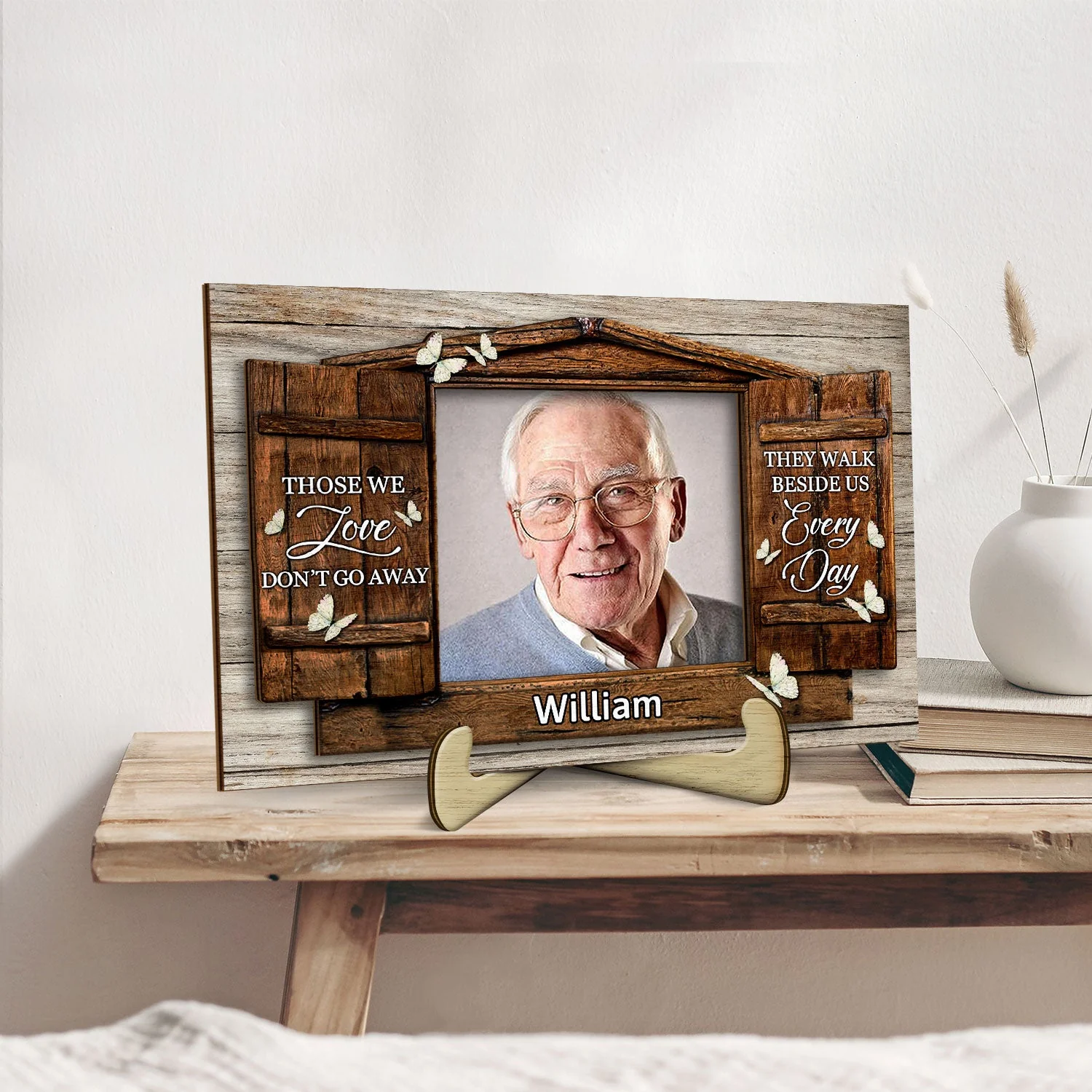 Custom Photo I Am Always With You Window - Loving, Memorial Gift For Family, Siblings, Friends - Personalized 2-Layered Wooden Plaque With Stand - Image 2