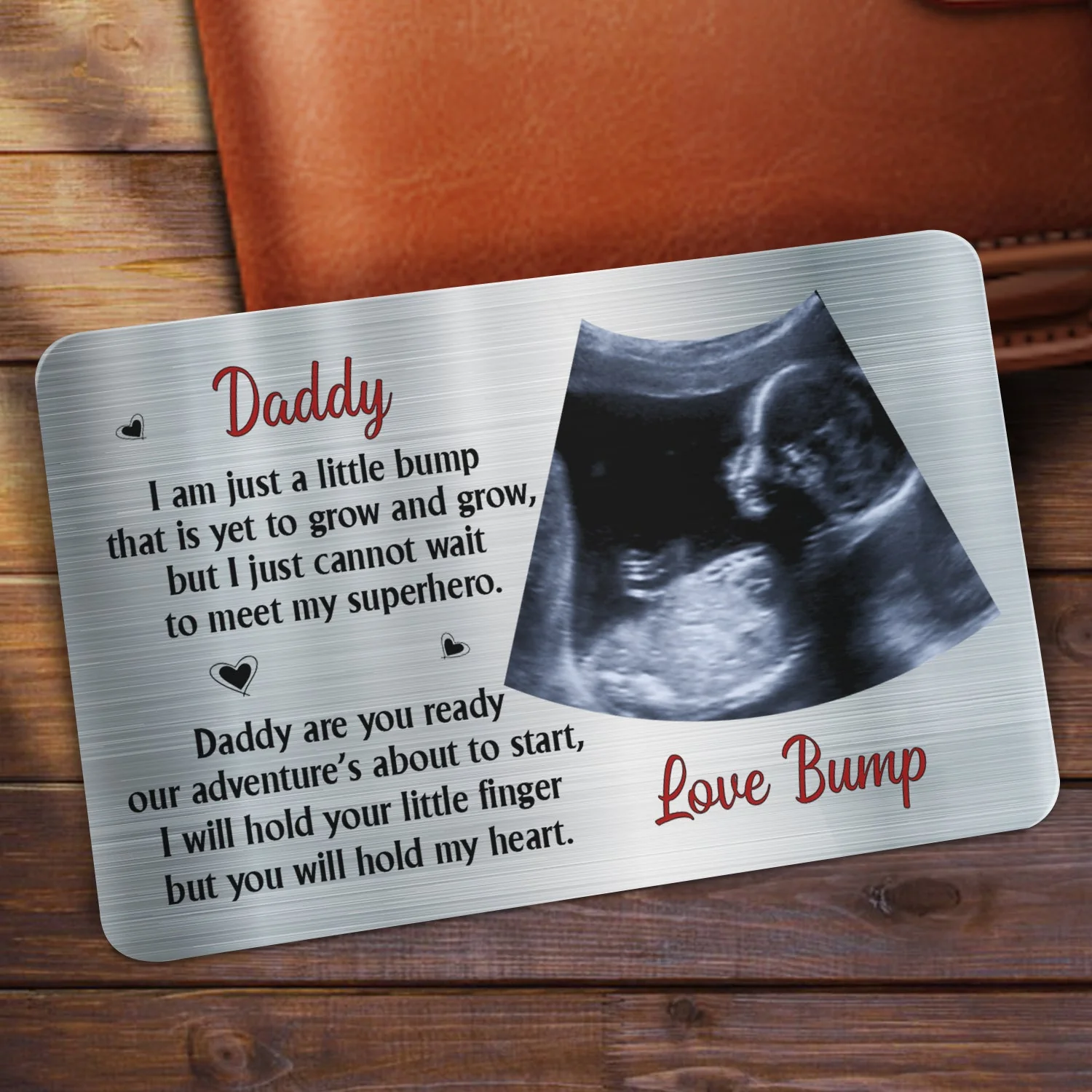 Custom Photo I Am Just A Little Bump - Gift For Father - Personalized Aluminum Wallet Card - Image 2