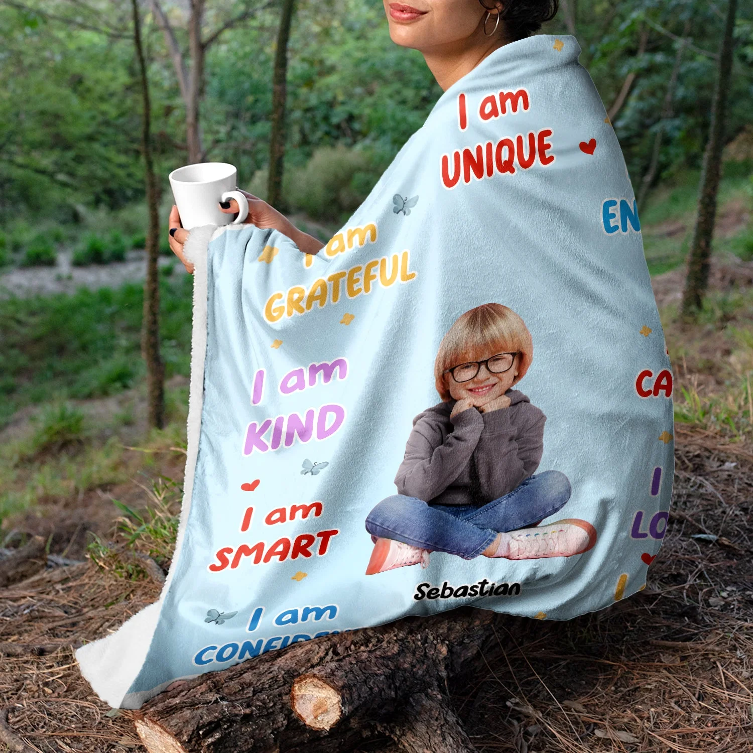 Custom Photo I Am Loved - Gift For Grandson, Granddaughter, Kids - Personalized Fleece Blanket, Sherpa Blanket - Image 6