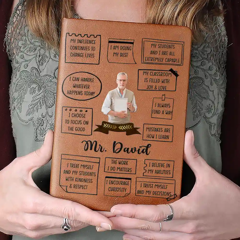 Custom Photo I Am Proud To Be A Teacher - Personalized Leather Journal - Image 4