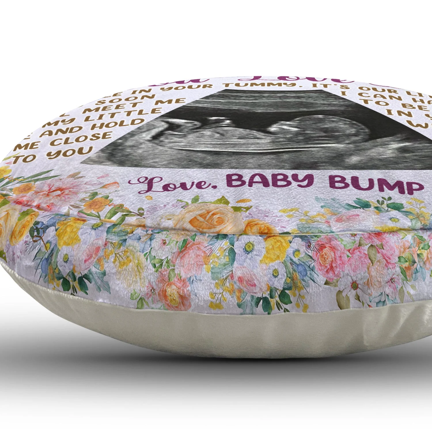 Custom Photo I Can Hear You Say You Love Me - Baby Shower Gift, First Mom, Wife - Personalized Round Pillow - Image 5