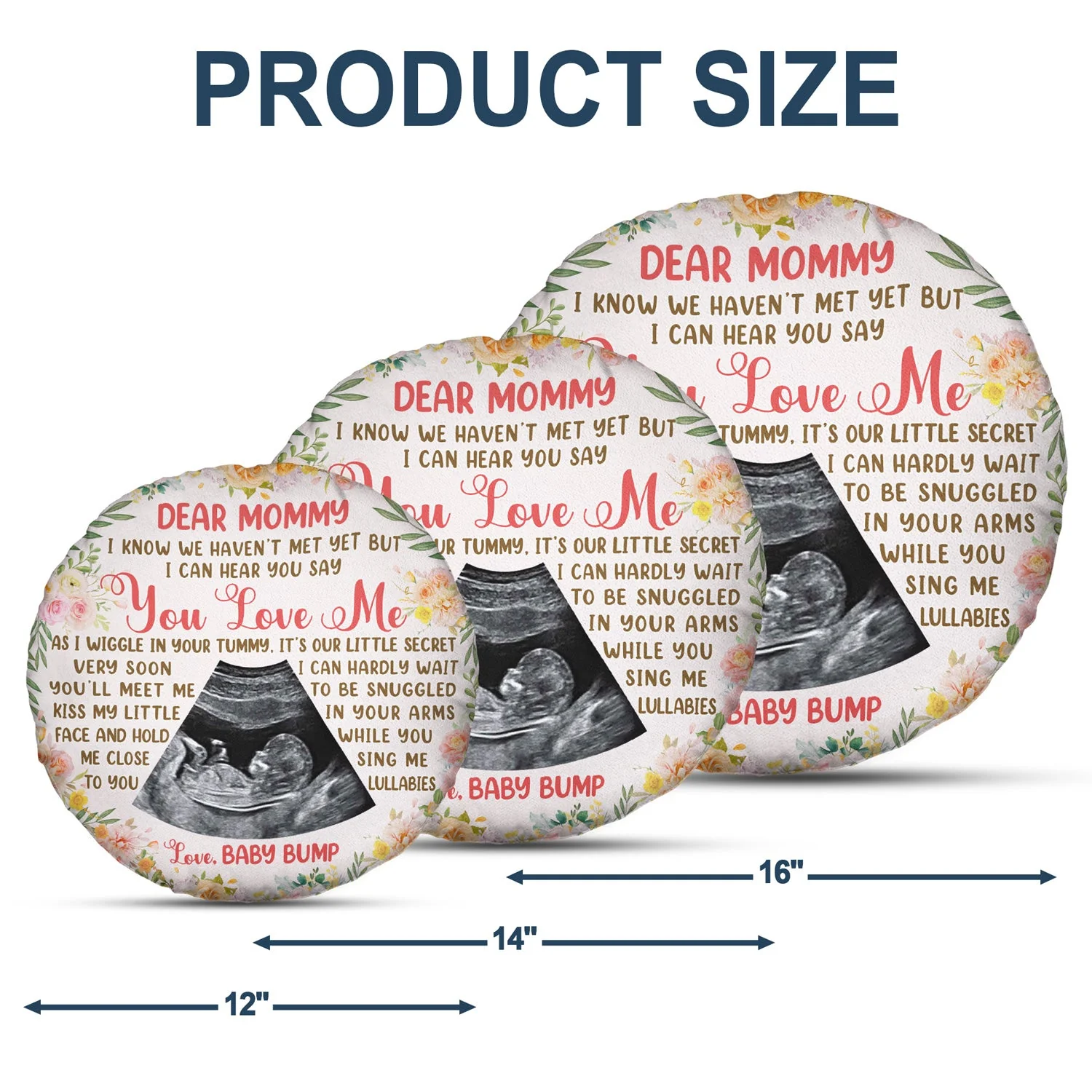 Custom Photo I Can Hear You Say You Love Me - Baby Shower Gift, First Mom, Wife - Personalized Round Pillow - Image 6