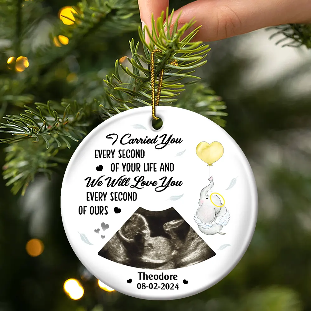 Custom Photo I Carried You Every Second Of Your Life - Personalized Circle Ceramic Ornament - Image 3