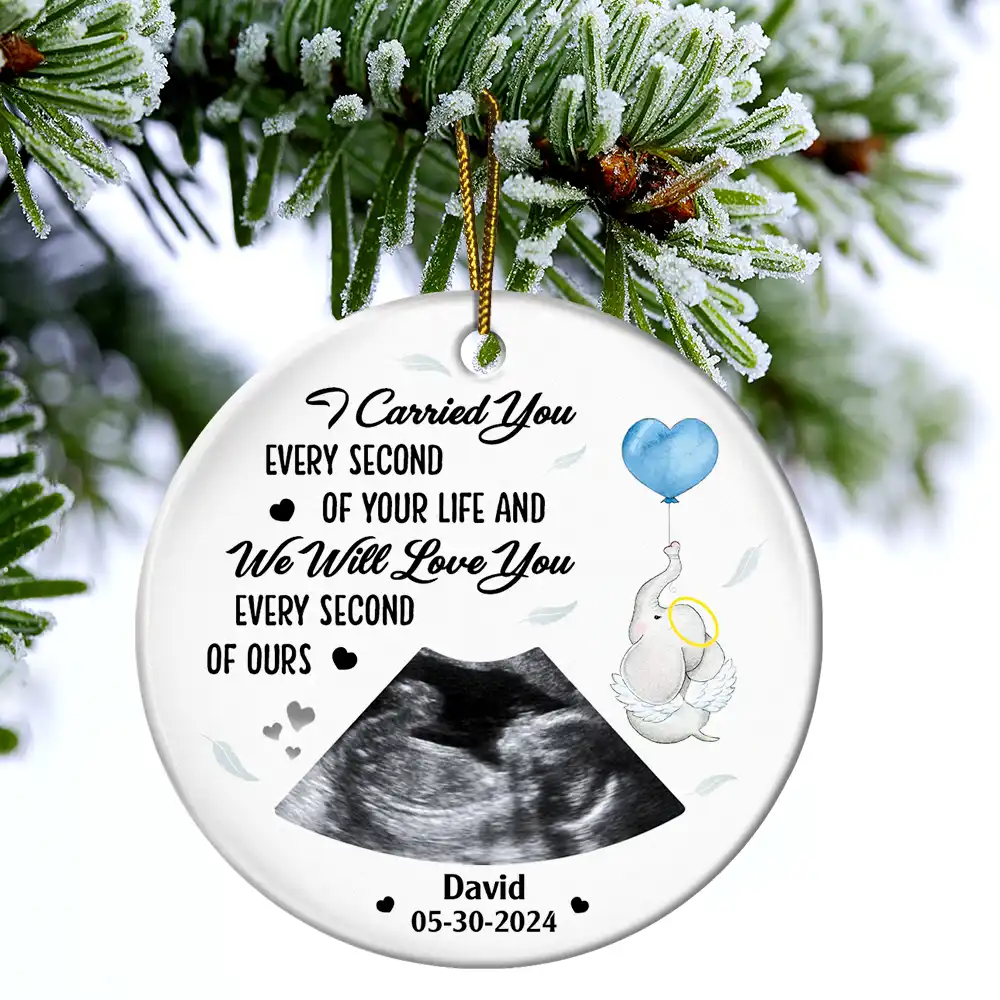 Custom Photo I Carried You Every Second Of Your Life - Personalized Circle Ceramic Ornament - Image 4