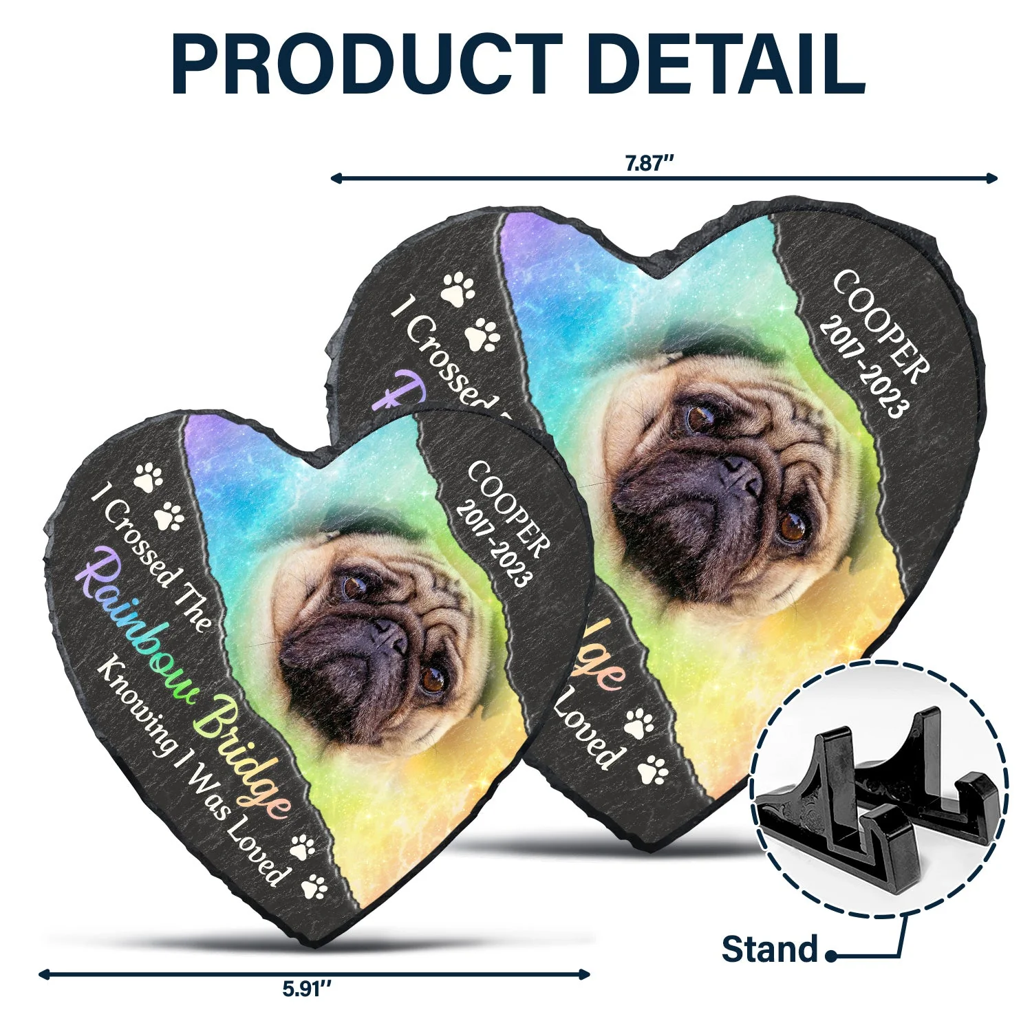 Custom Photo I Crossed The Rainbow Bridge Knowing I Was Loved - Remembrance, Grief Gift For Family, Pet Lover - Personalized Heart Memorial Garden Stone - Image 6