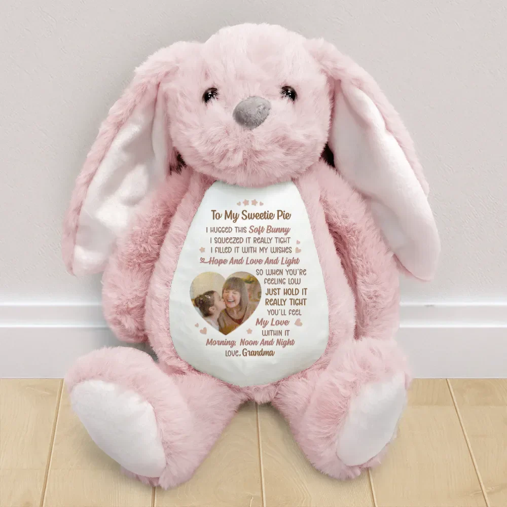 Custom Photo I Filled It With My Wishes Grandmother Granddaughter - Personalized Soft Toy Bunny - Image 2