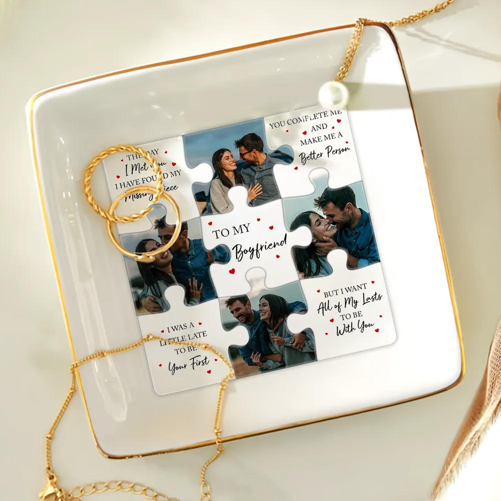 Custom Photo I Found My Missing Piece Puzzle - 3D Embossed Effect Printed Dish, Personalized Ring Dish - Image 4