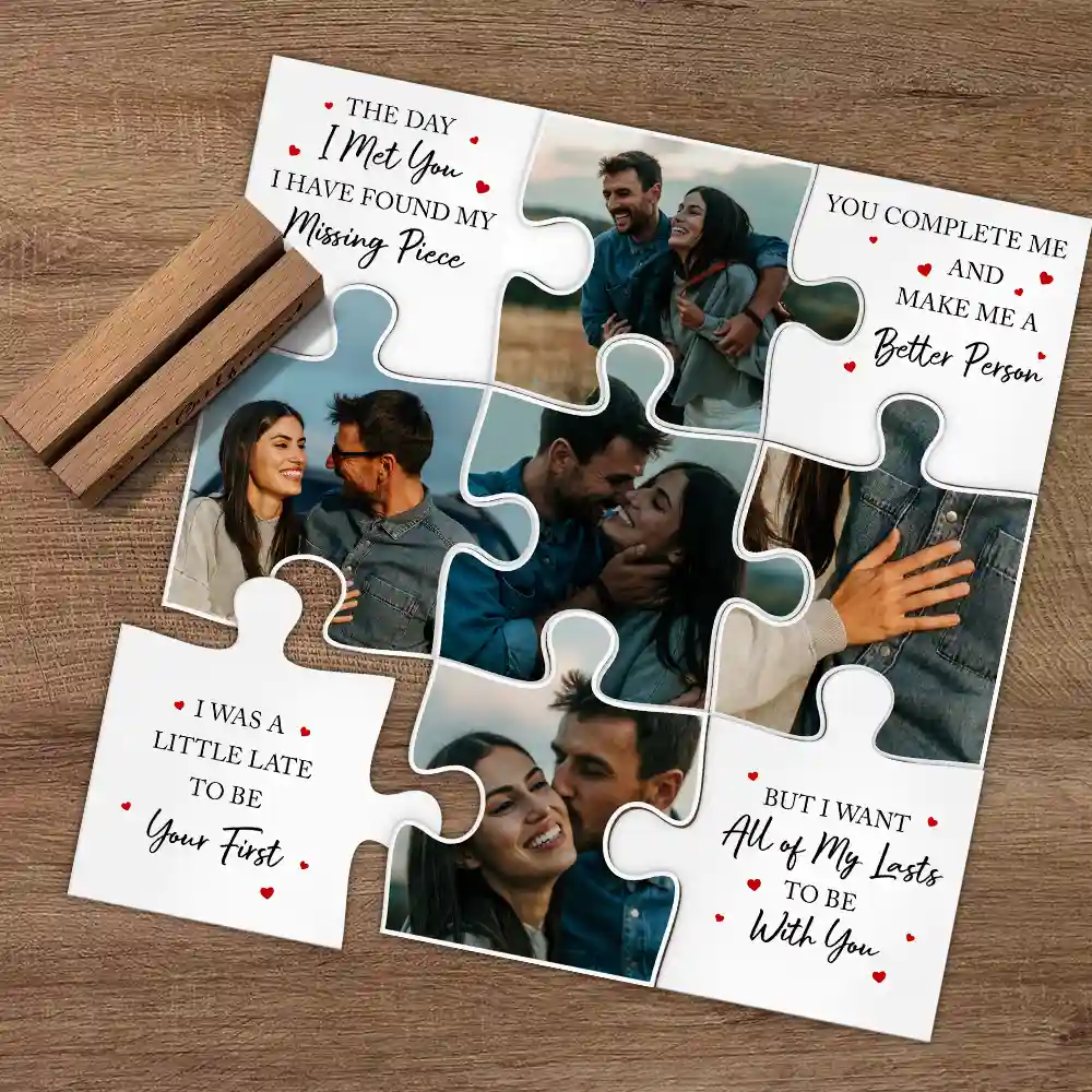 Custom Photo I Found My Missing Piece Puzzle - Personalized Custom Shaped Cardstock With Wooden Stand - Image 4