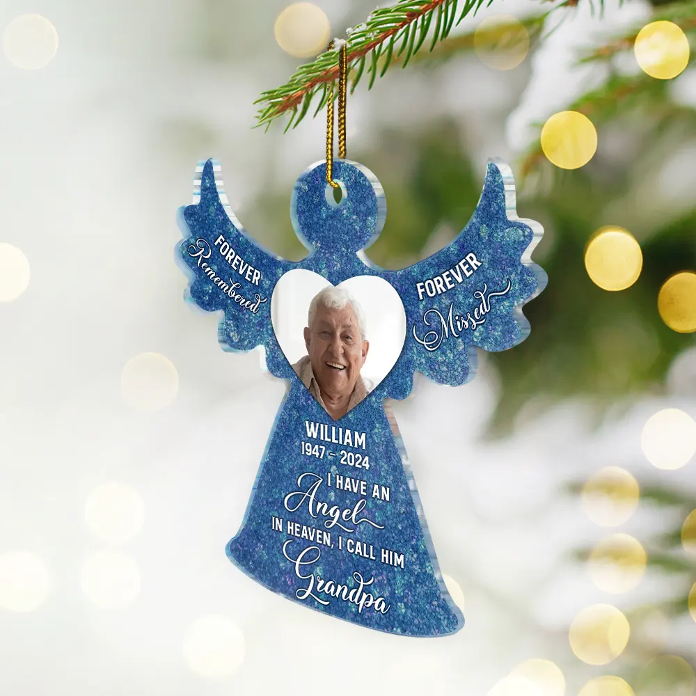 Custom Photo I Have An Angel In Heaven Memorial - Personalized Custom Shaped Acrylic Ornament - Image 2