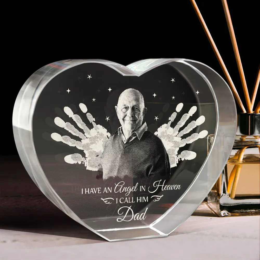 Custom Photo I Have An Angel - Personalized Crystal Heart - Image 3