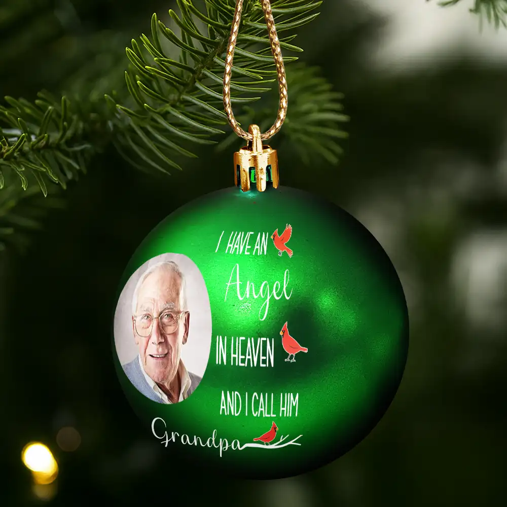 Custom Photo I Have Two Angels In Heaven And I Call Them Mom Dad - Personalized Ball Ornament - Image 2
