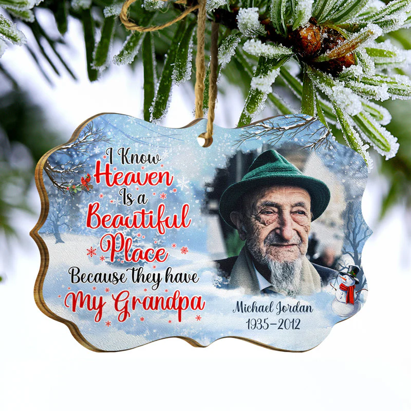 Custom Photo I Know Heaven Is A Beautiful Place - Christmas Gift - Memorial Gift For Family - Personalized Custom Wooden Ornament - Image 3