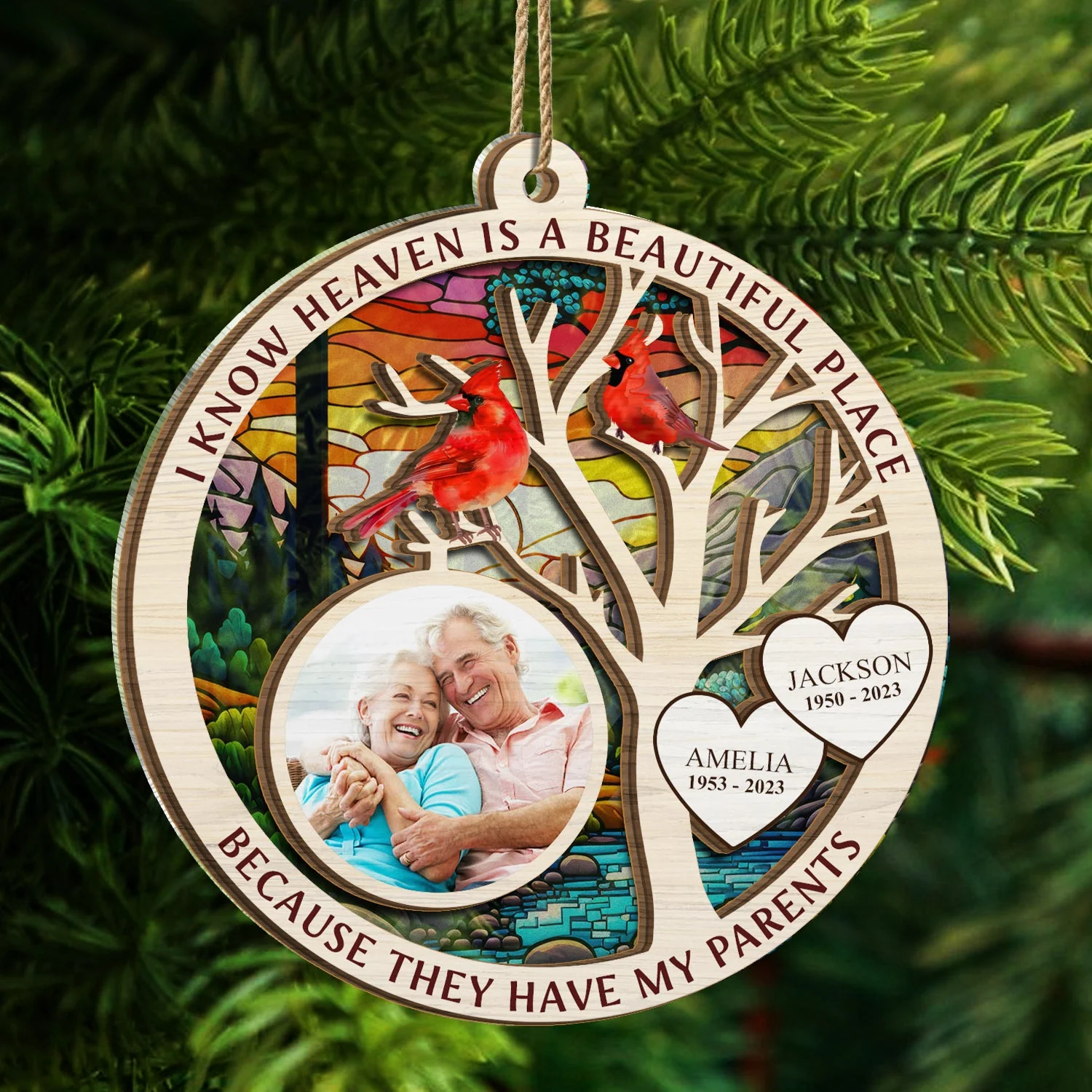 Custom Photo I Know Heaven Is A Beautiful Place - Christmas, Memorial Gift - Personalized Suncatcher Ornament - Image 3