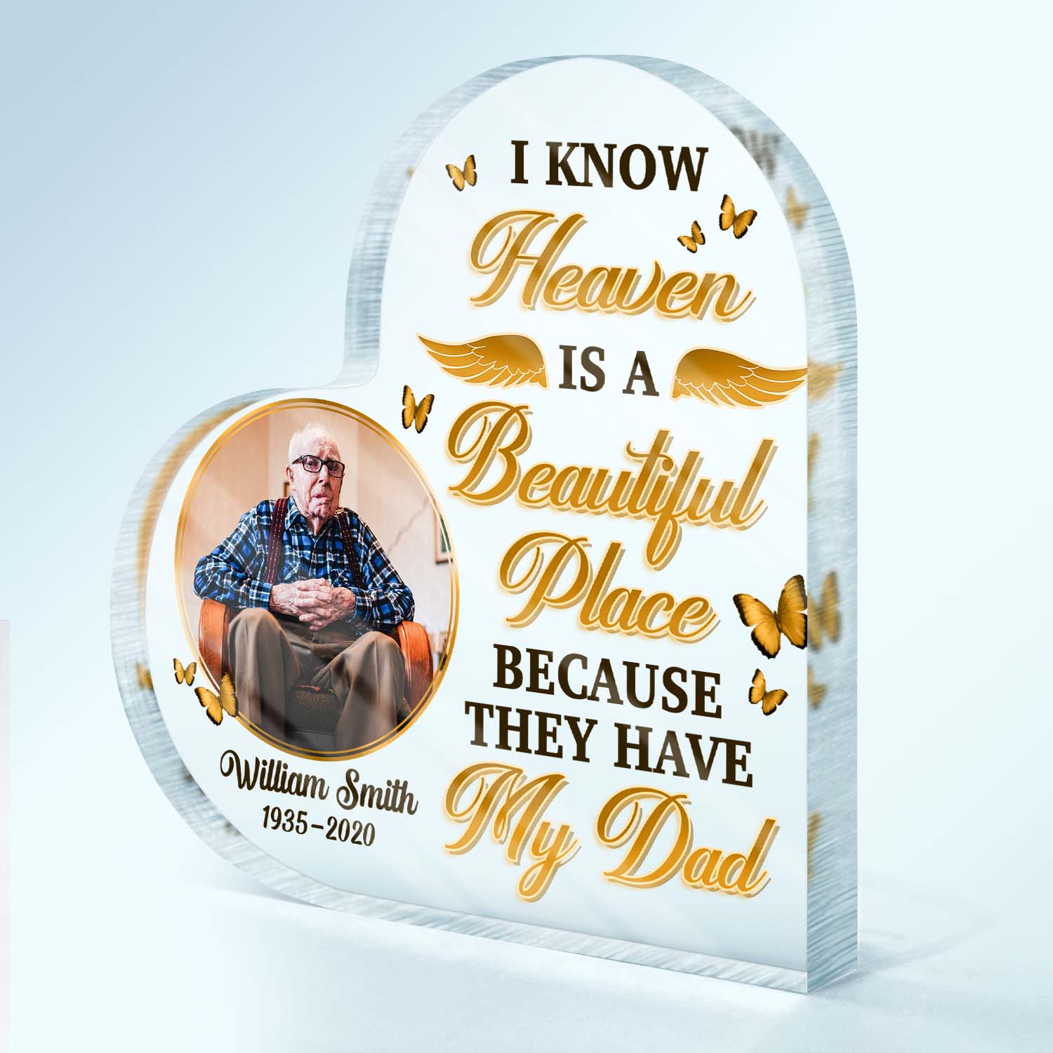 Custom Photo I Know Heaven Is A Beautiful Place - Memorial Gift For Family - Personalized Custom Heart Shaped Acrylic Plaque - Image 2