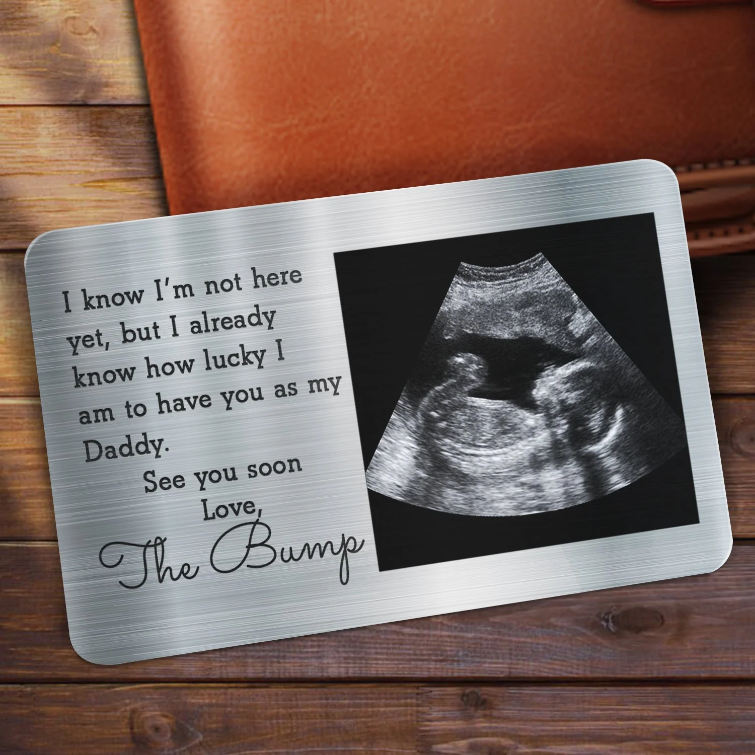 Custom Photo I Know I'm Not Here Yet - Gift For Dad, Father, New Parents - Personalized Aluminum Wallet Card - Image 2