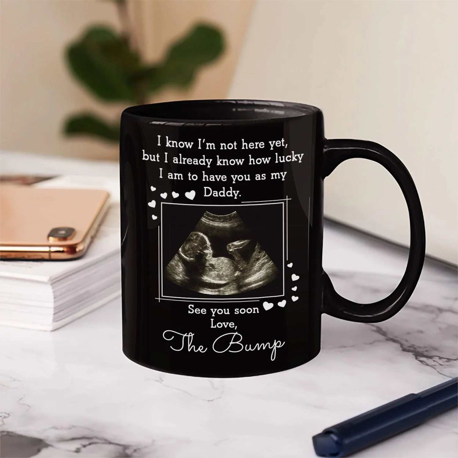 Custom Photo I Know I'm Not Here Yet - Gift For Dad, Father, New Parents - Personalized Black Mug - Image 3