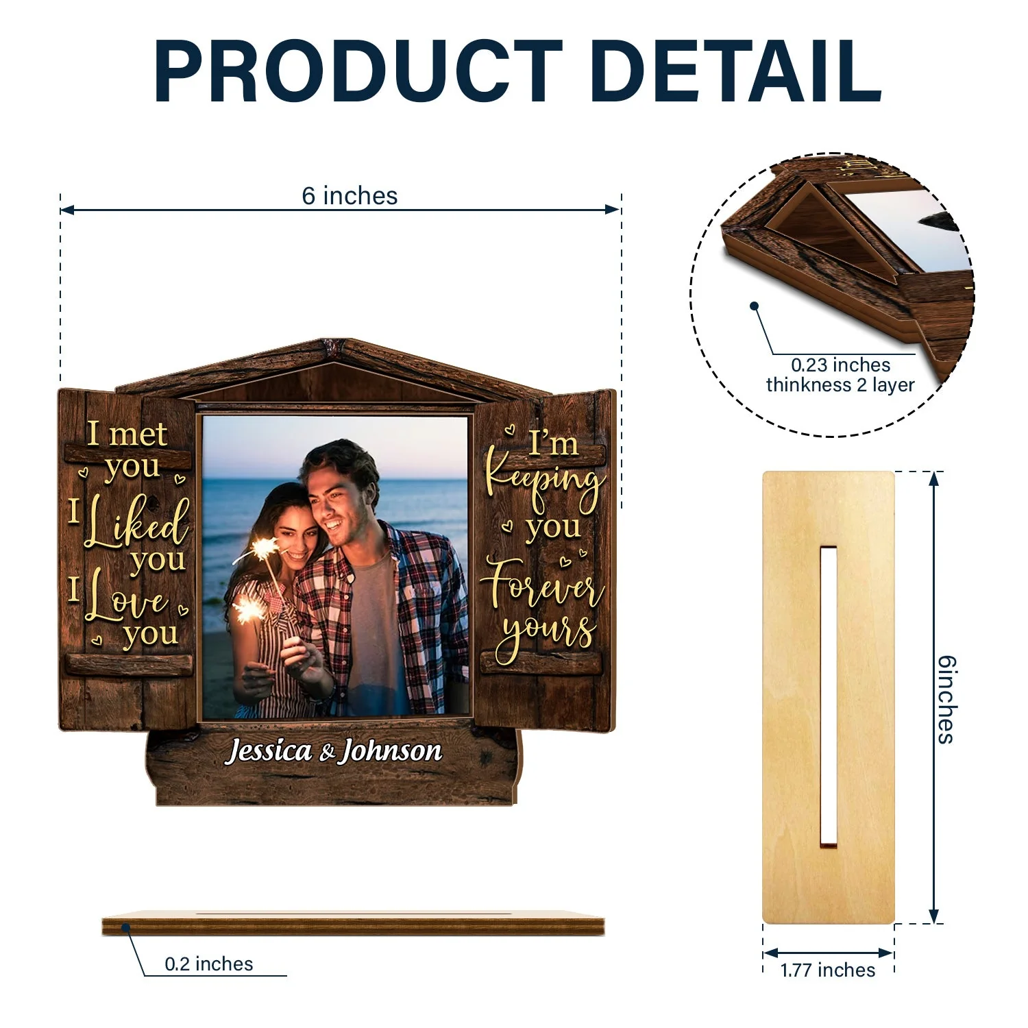 Custom Photo I Liked You I Love You - Gift For Couples - Personalized Custom Shaped 2-Layered Wooden Plaque - Image 4