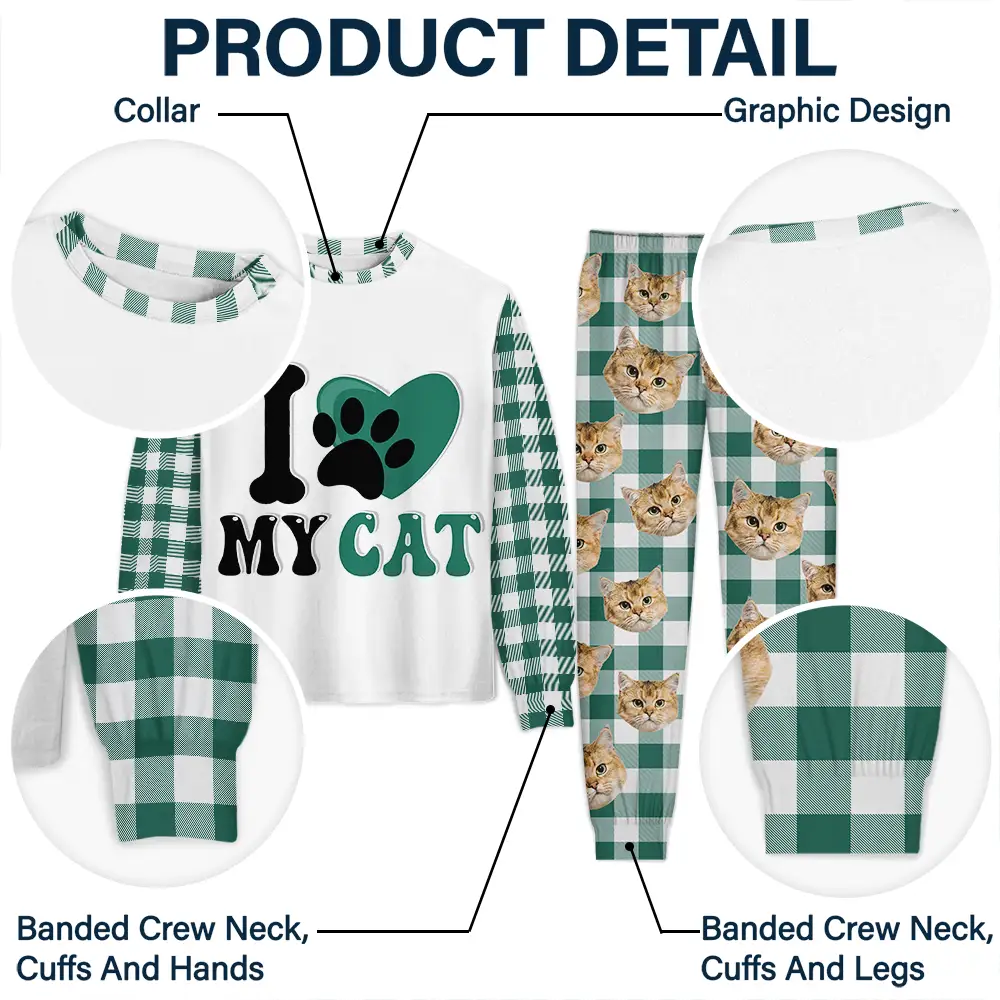 Custom Photo I Love My Dog Cat Pet - Personalized Unisex Pajamas Set - Image 6