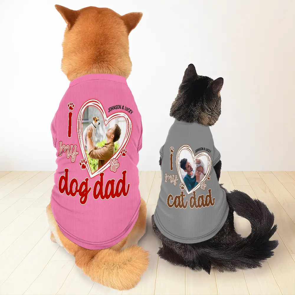 Custom Photo I Love My Dog Dad - Personalized Pet Shirt - Image 3