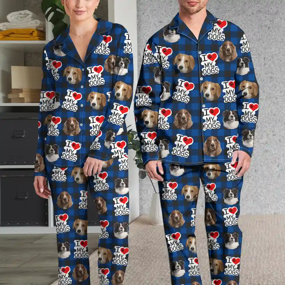 Custom Photo I Love My Dogs Cats Pets - Personalized Long Pajamas Set - Image 4