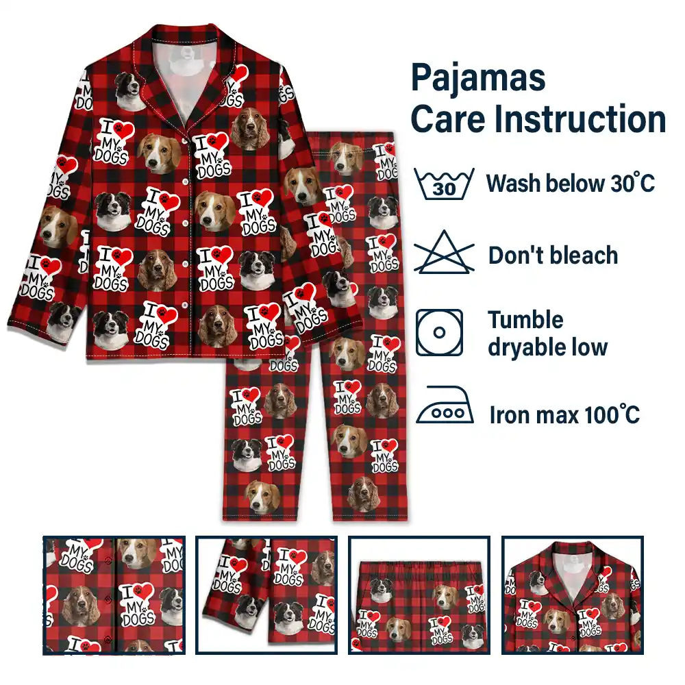 Custom Photo I Love My Dogs Cats Pets - Personalized Long Pajamas Set - Image 7