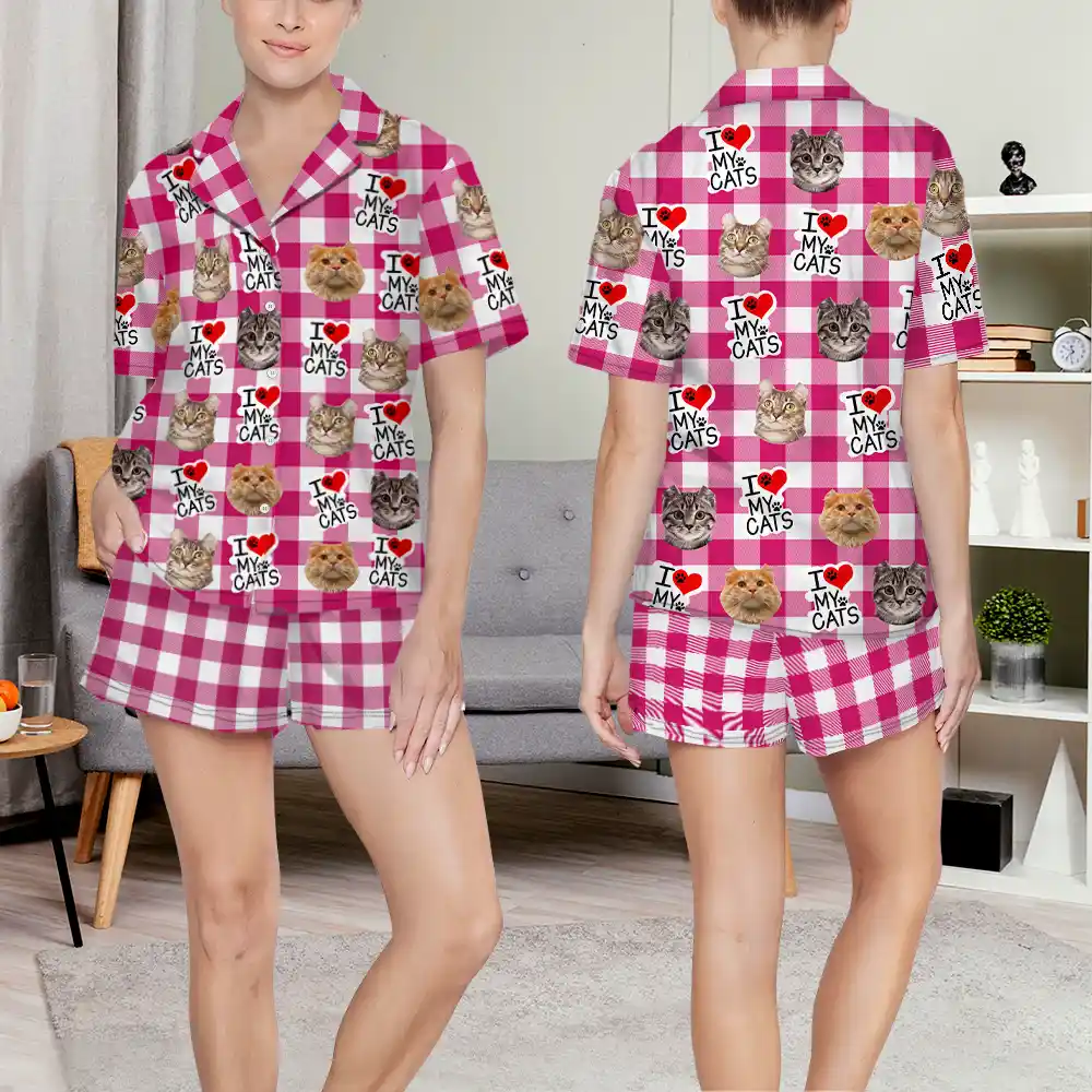Custom Photo I Love My Dogs Cats Pets - Personalized Short Pajamas Set - Image 6