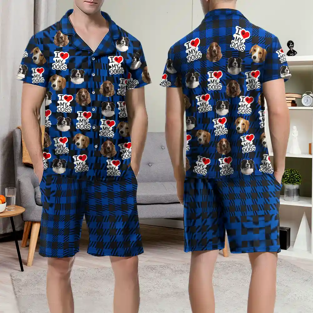 Custom Photo I Love My Dogs Cats Pets - Personalized Short Pajamas Set - Image 7