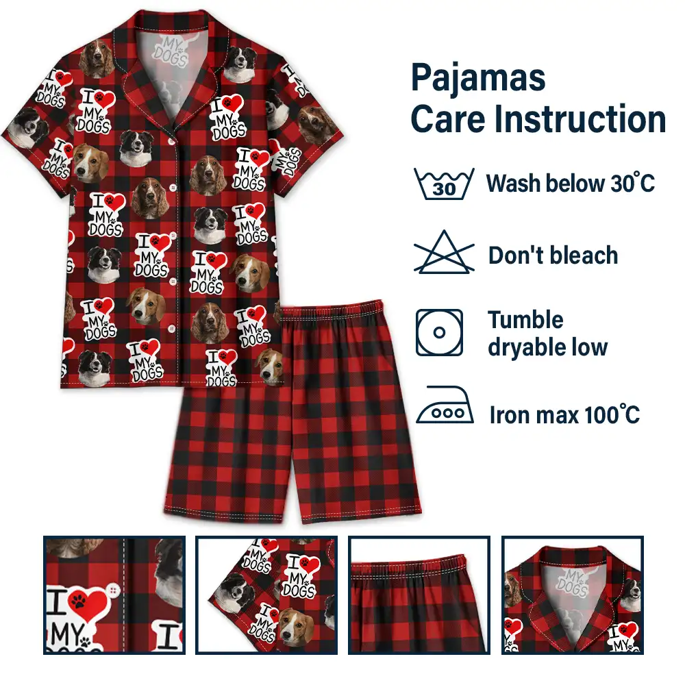 Custom Photo I Love My Dogs Cats Pets - Personalized Short Pajamas Set - Image 8