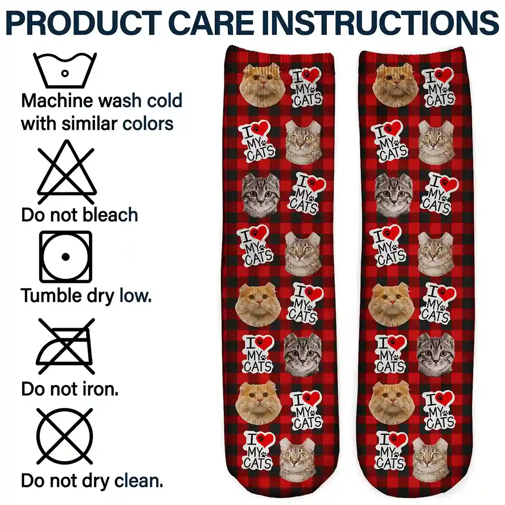 Custom Photo I Love My Dogs Cats Pets - Personalized Socks - Image 7