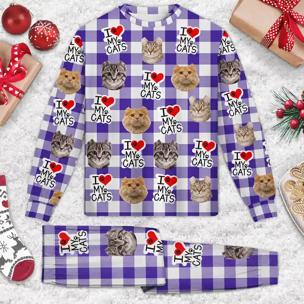 Custom Photo I Love My Dogs Cats Pets - Personalized Unisex Pajamas Set - Image 4