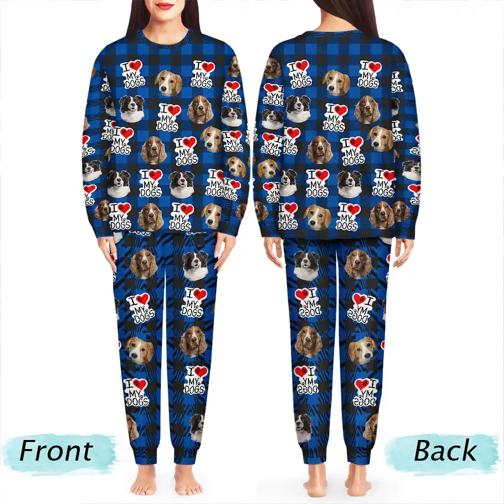 Custom Photo I Love My Dogs Cats Pets - Personalized Unisex Pajamas Set - Image 5