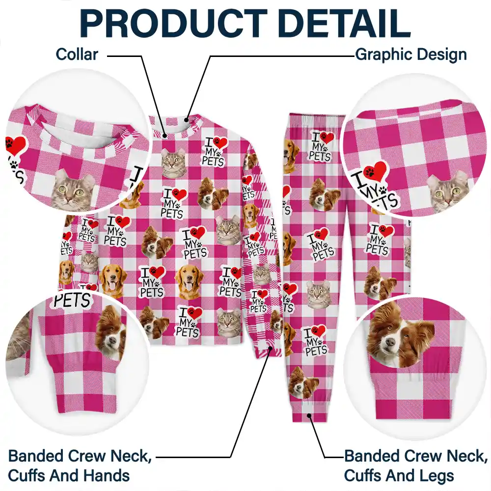Custom Photo I Love My Dogs Cats Pets - Personalized Unisex Pajamas Set - Image 6