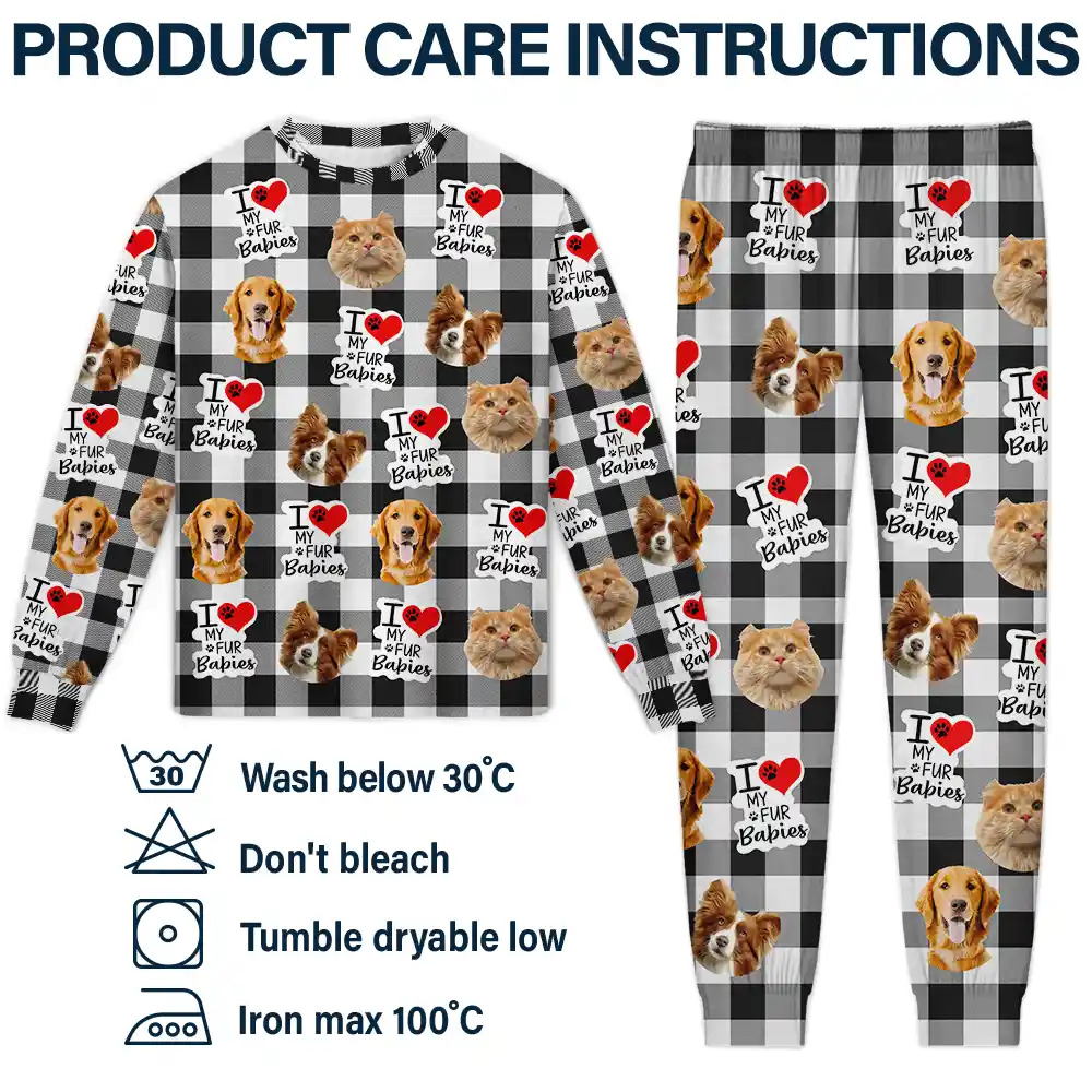 Custom Photo I Love My Dogs Cats Pets - Personalized Unisex Pajamas Set - Image 7