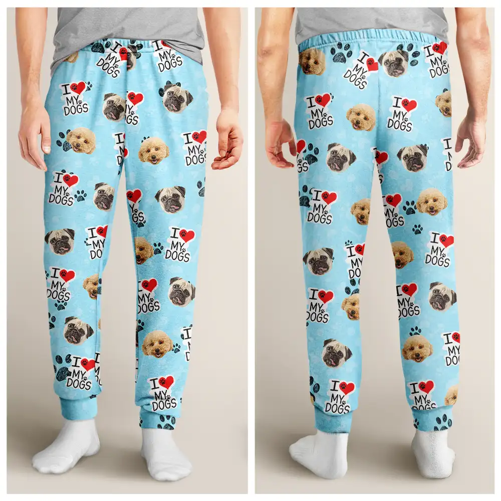 Custom Photo I Love My Dogs - Personalized Pajama Pants - Image 5
