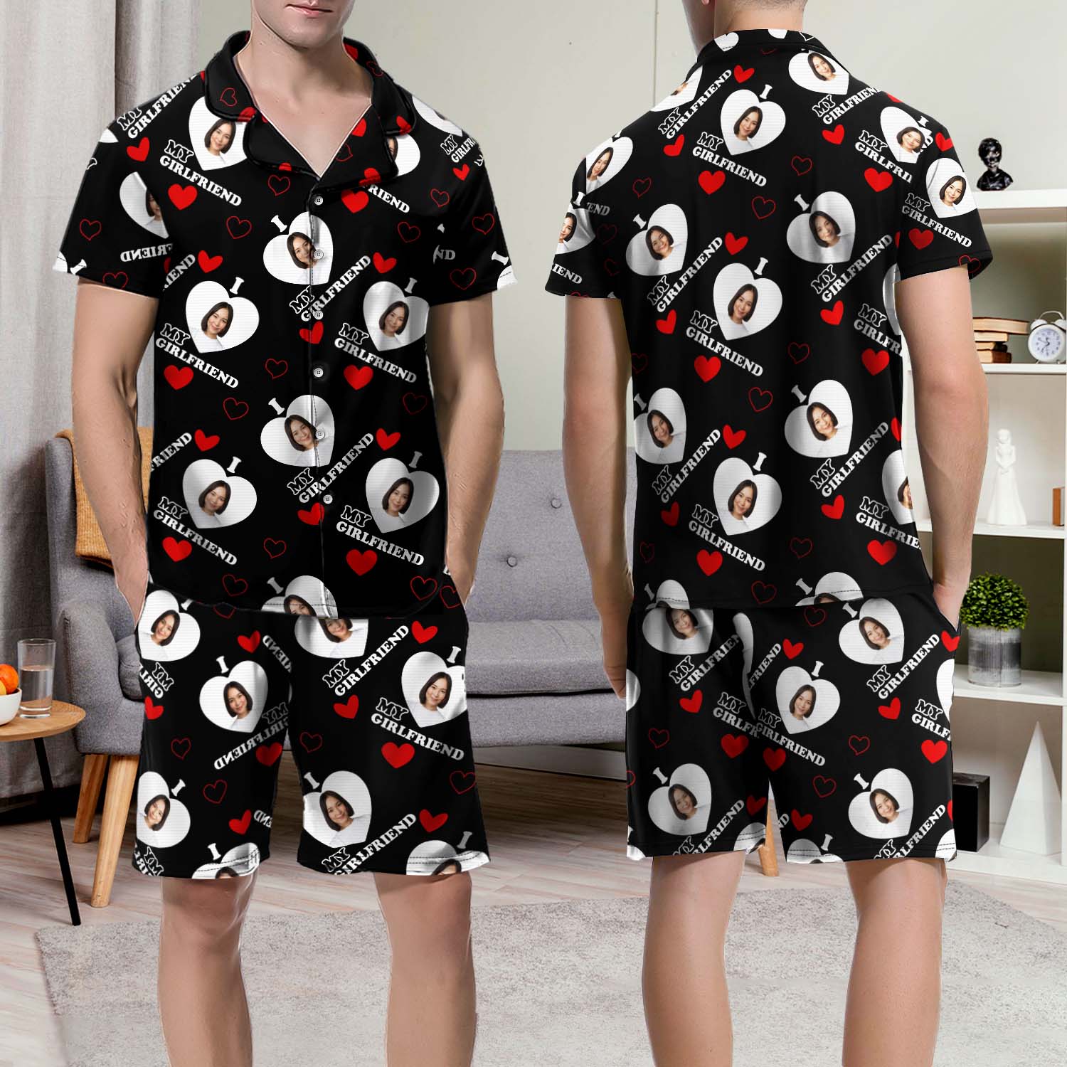Custom Photo I Love My Husband Wife - Anniversary, Birthday Gift For Spouse, Husband, Wife, Boyfriend, Girlfriend - Personalized Custom Short Pajamas Set - Image 5