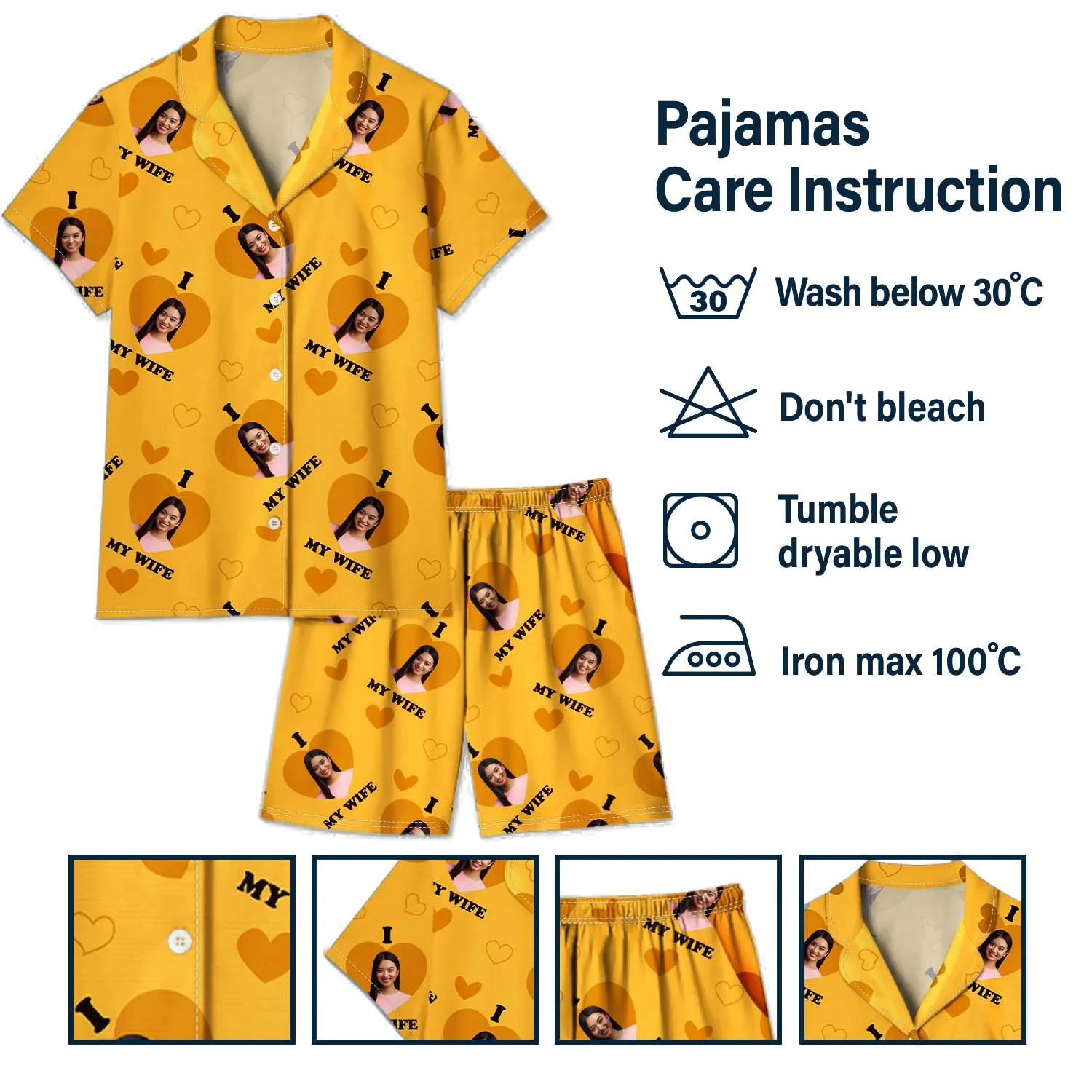 Custom Photo I Love My Husband Wife - Anniversary, Birthday Gift For Spouse, Husband, Wife, Boyfriend, Girlfriend - Personalized Custom Short Pajamas Set - Image 6