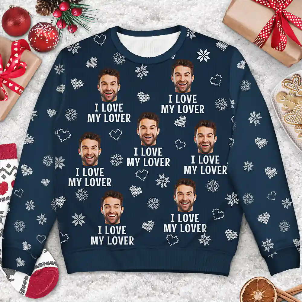Custom Photo I Love My Wife - Personalized Unisex Ugly Sweater - Image 4
