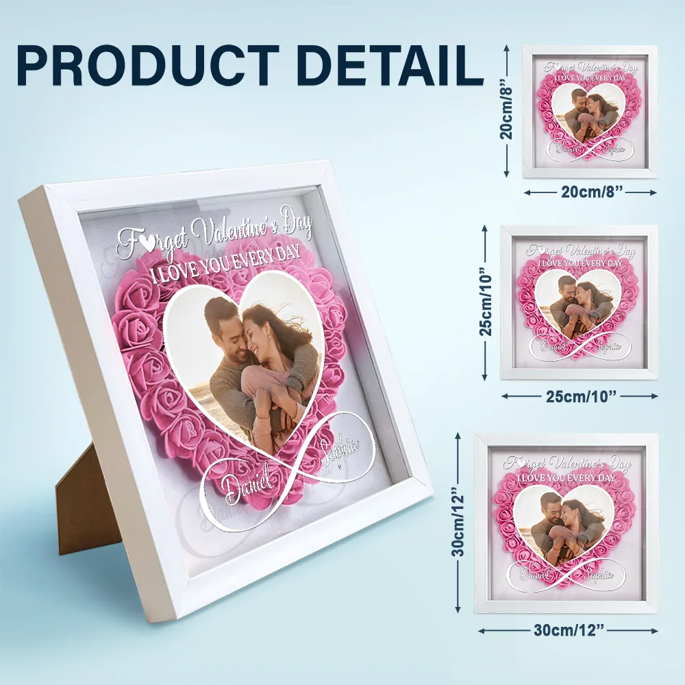 Custom Photo I Love You Everyday - Personalized Flower Shadow Box - Image 5