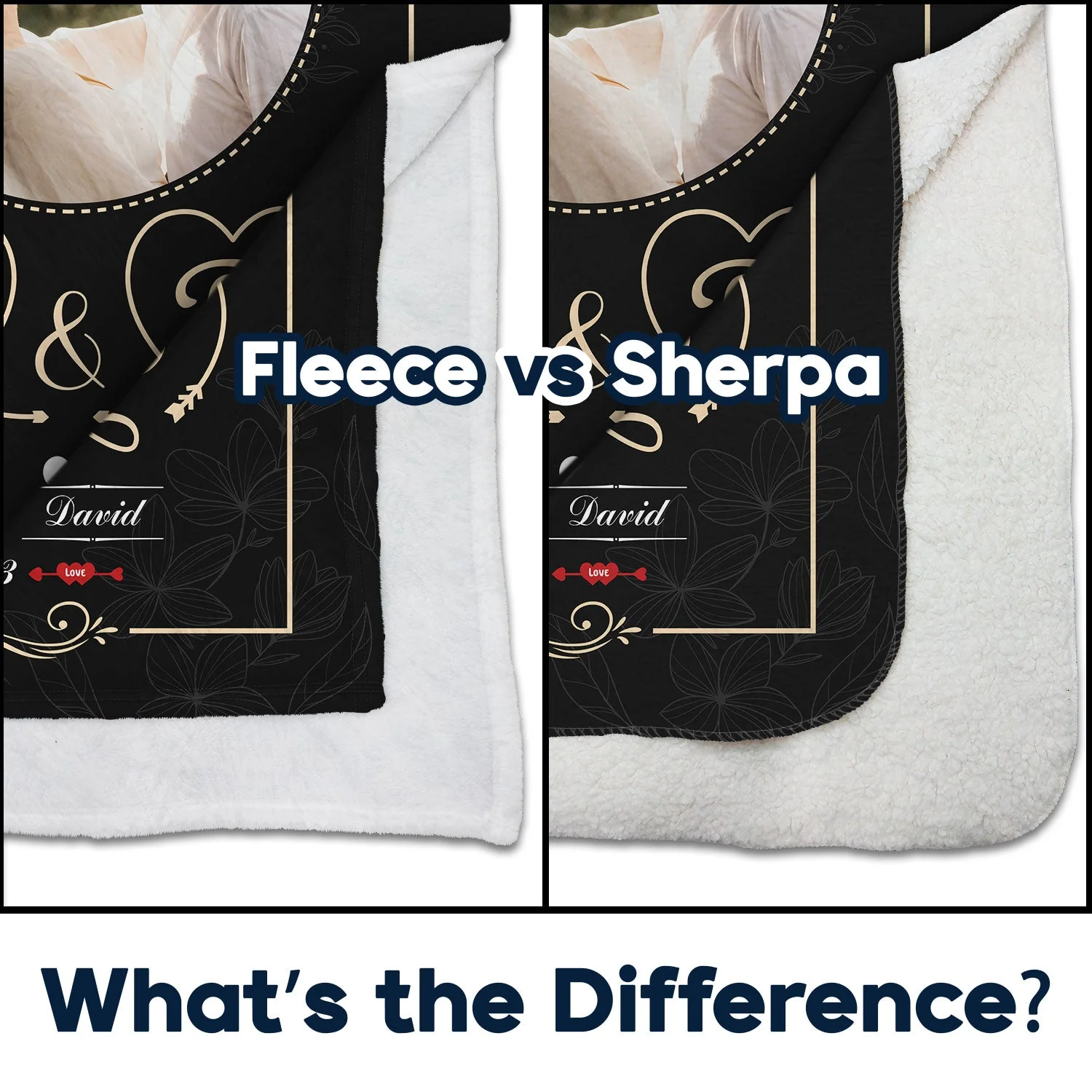 Custom Photo I Love You - Loving Gift For Couples - Personalized Fleece Blanket, Sherpa Blanket - Image 4