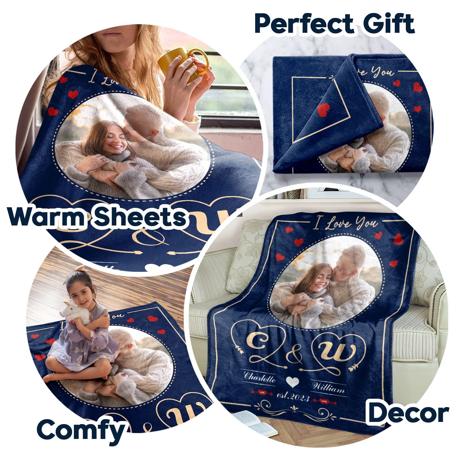 Custom Photo I Love You - Loving Gift For Couples - Personalized Fleece Blanket, Sherpa Blanket - Image 7