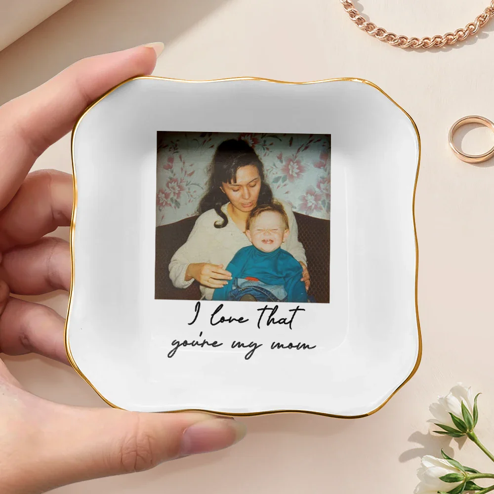 Custom Photo I Love You Mom Vintage - Personalized Ring Dish - Image 3