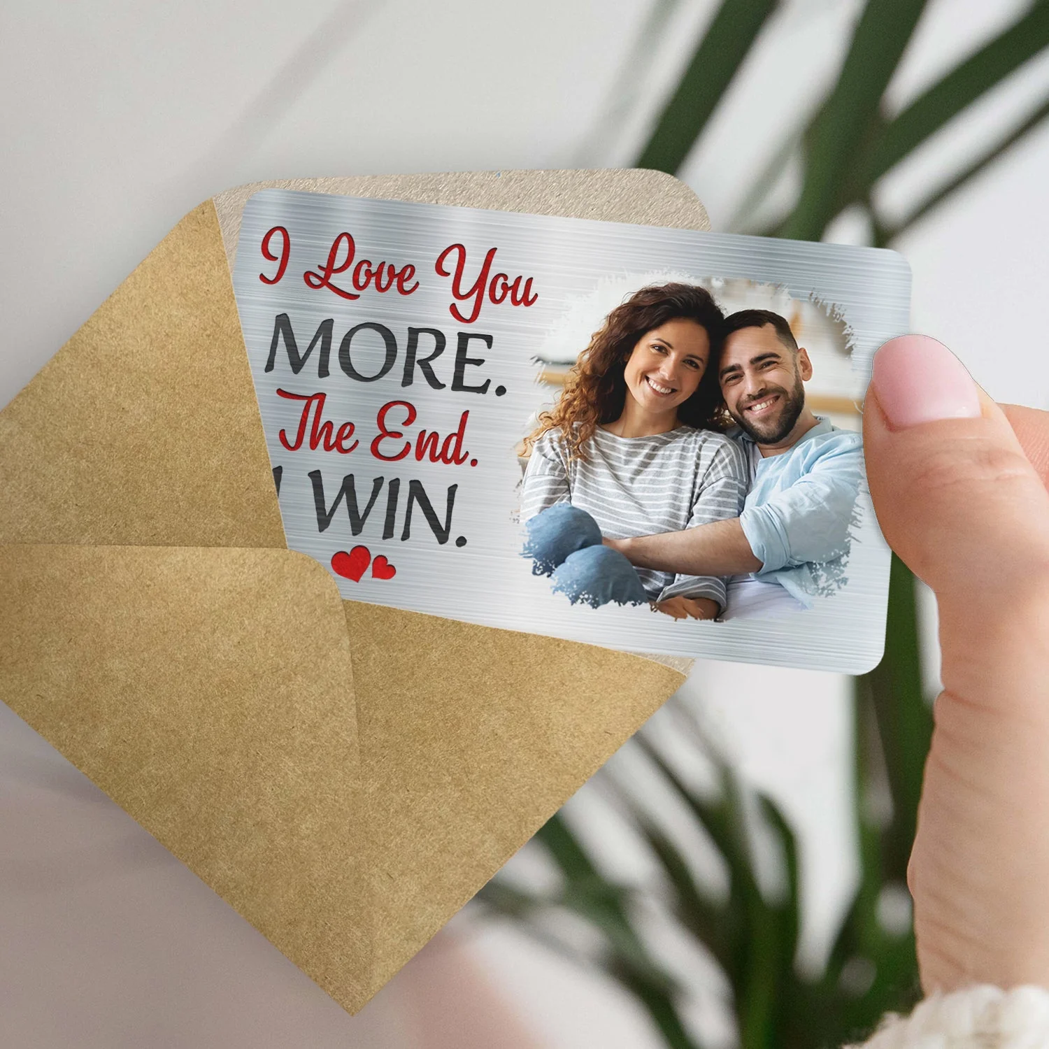Custom Photo I Love You More - Gift For Couples, Husband, Wife - Personalized Aluminum Wallet Card - Image 4